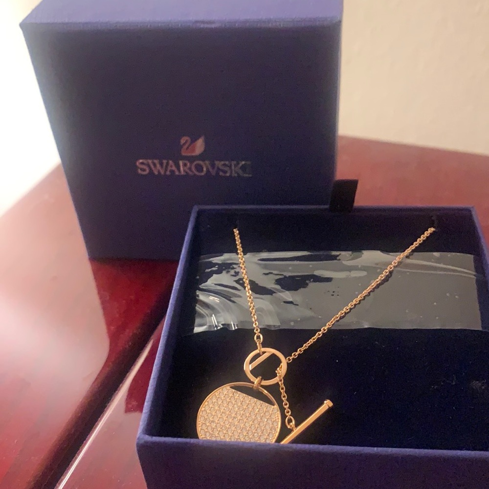 Swarovski Necklace T Bar Rose Gold